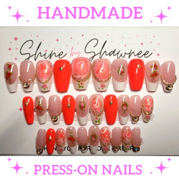 Handmade Luxury Press-On Nails | Sturdy & Reusable | TEA PARTY - Picture 1 of 8